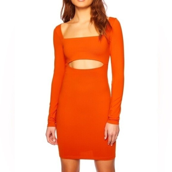 NWOT Susan Monaco open Twist front long sleeve dress - Picture 2 of 6